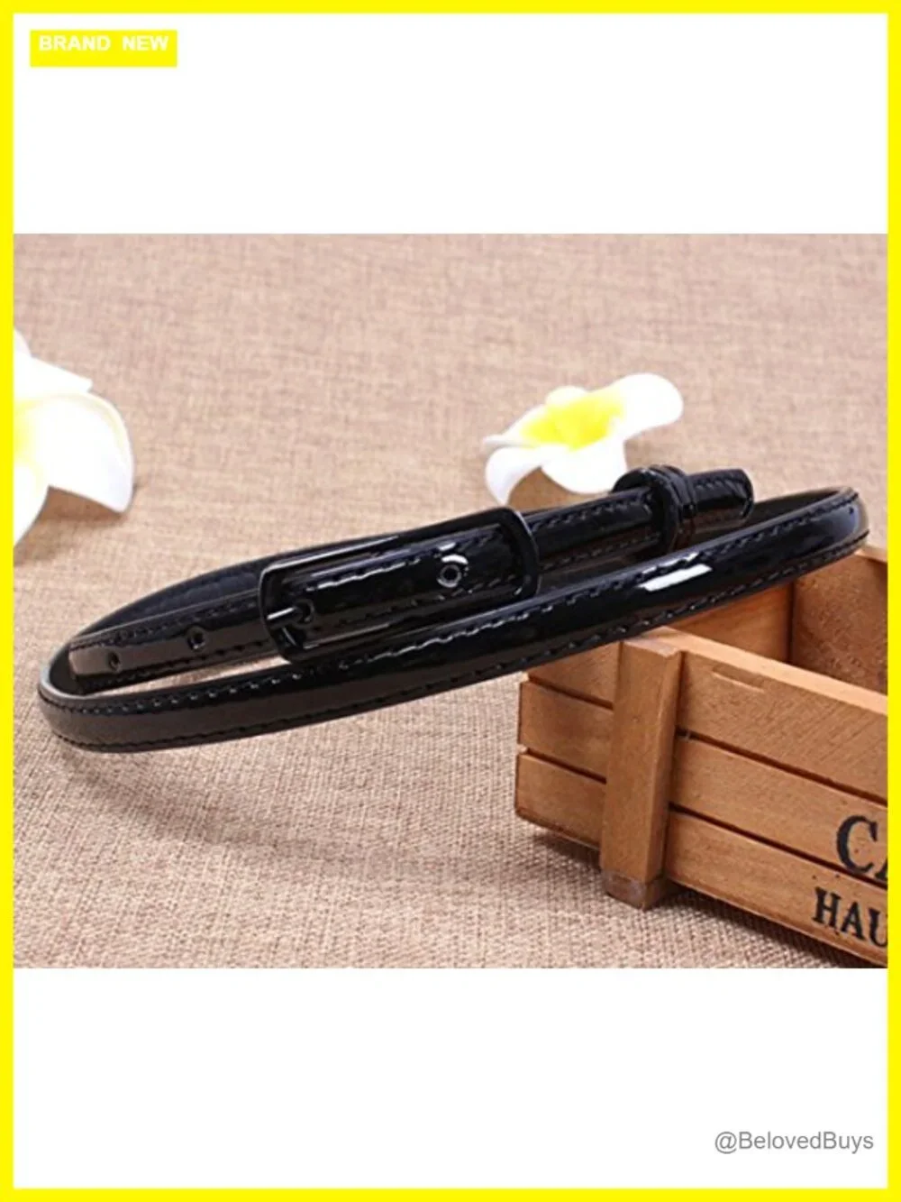 Faux Leather Skinny Belt Rectangular Buckle for Dresses